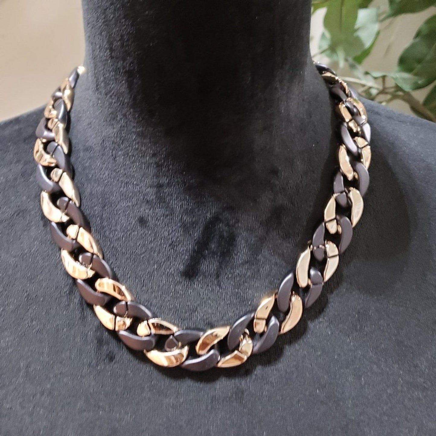 Womens Lightweight Double Color Thick Linked Chain Necklace with Lobster Clasp