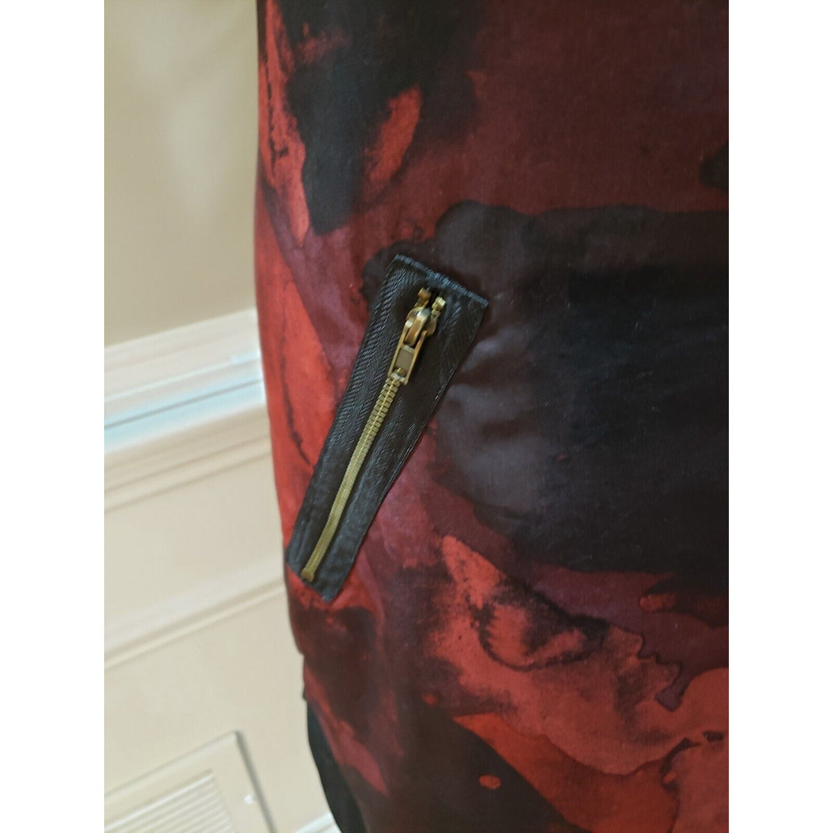 Mossimo Womens Black Burgundy Tie Dye Polyester Round Neck Shift Dress Size XL