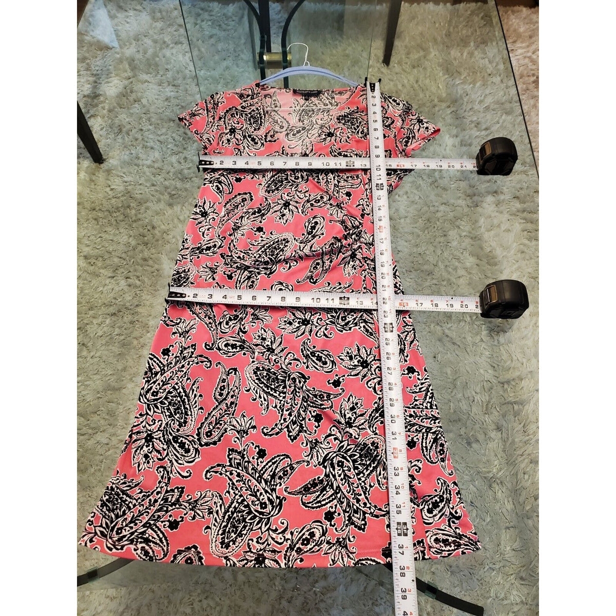 Jones New York Womens Pink Polyester V-Neck Short Sleeve Knee Length Dress Large
