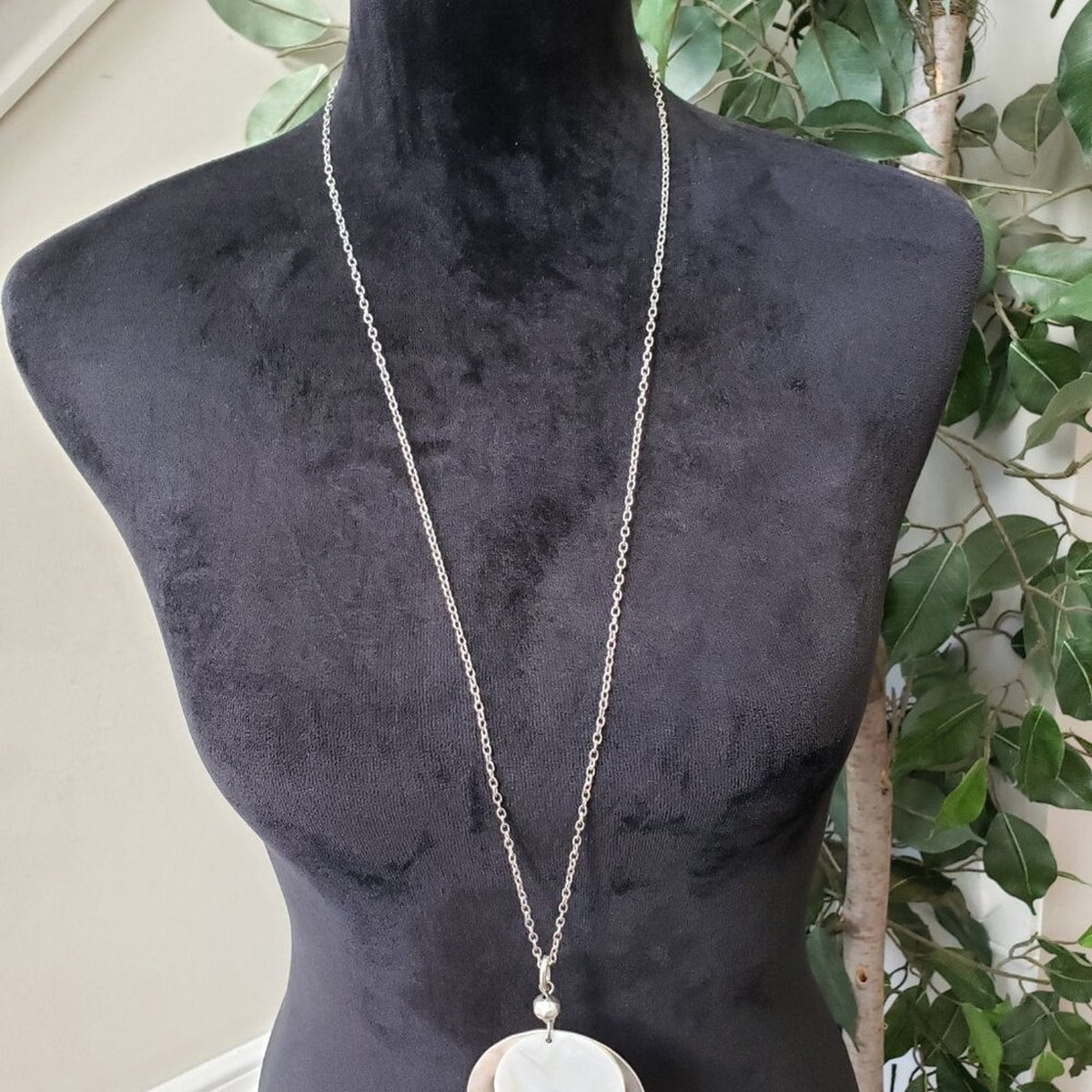 Womens Silver Tone Pendant Bar Link Chain Necklace Jewelry with Lobster Clasp