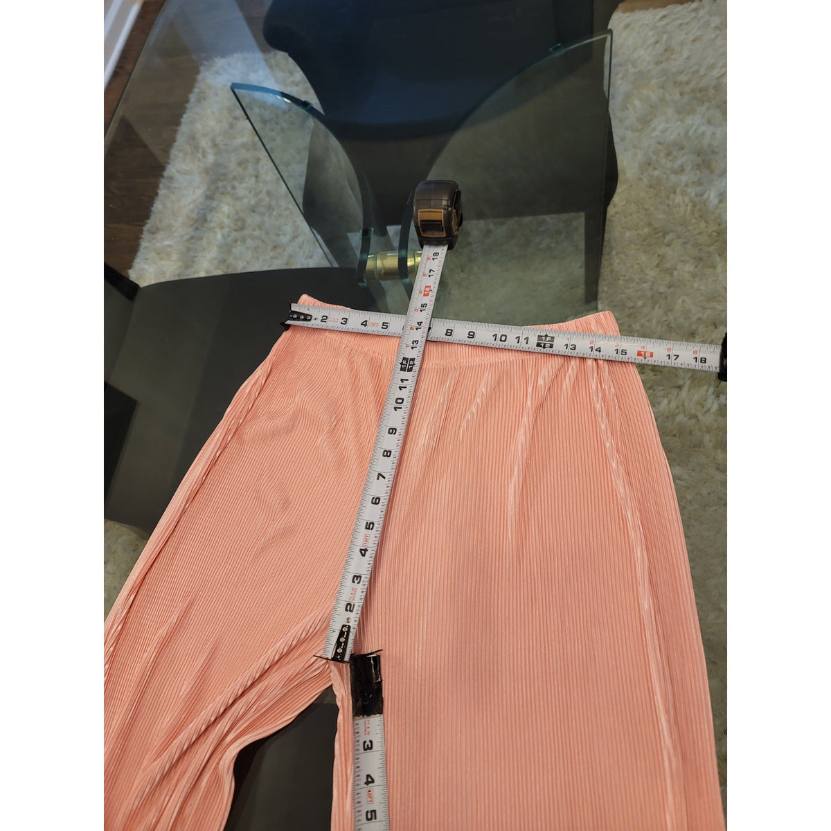Lounge Set Women's SZ XL Pink Pleated Button Up Front Drop Shoulder Lettuce Hem