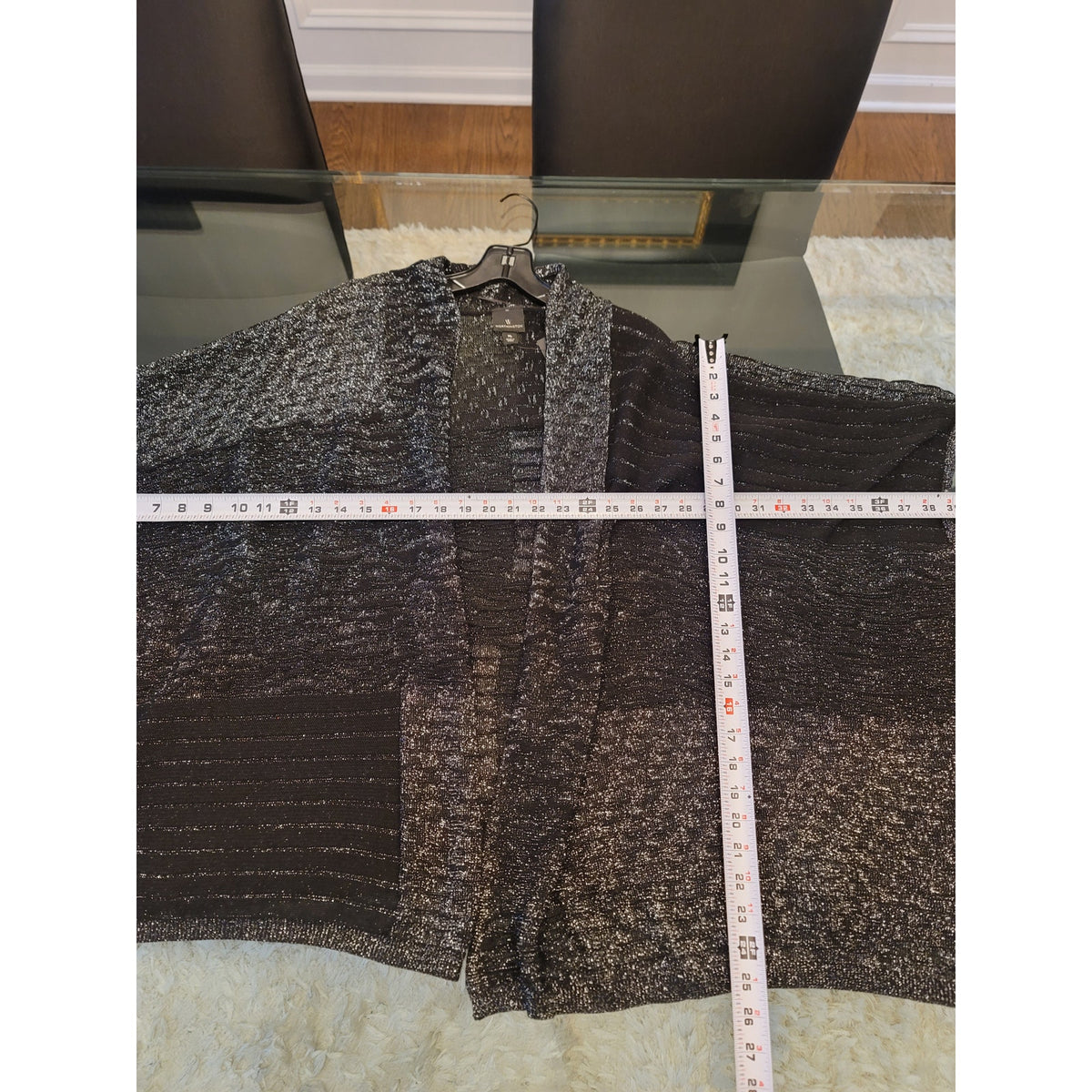 Worthington Shrug Sweater Women's Size XL Black/Silver Cocoon Wrap Open Front