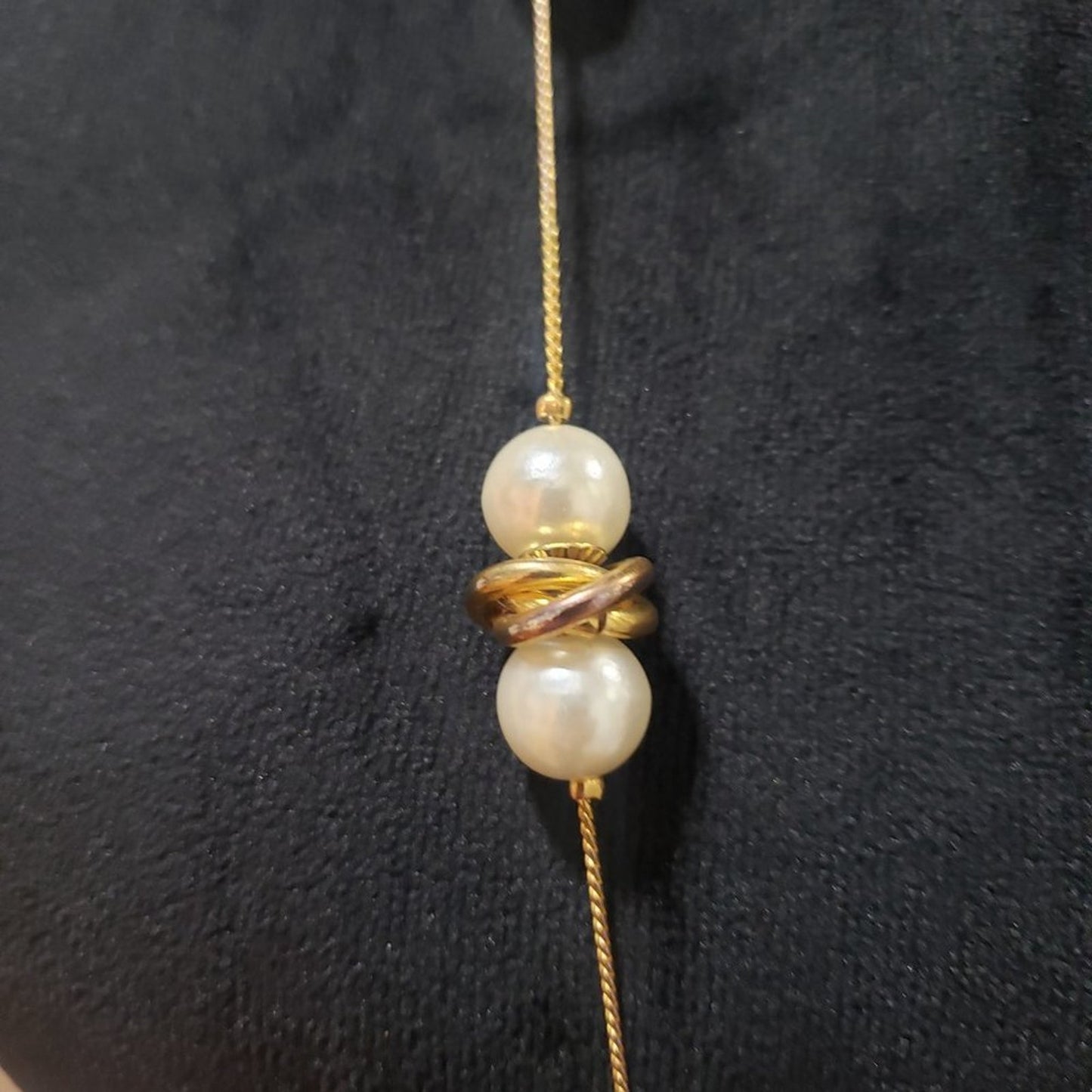 Ann Klein Womens Gold Tone White Faux Pearl Bead Chain Necklace w/ Lobster Clasp