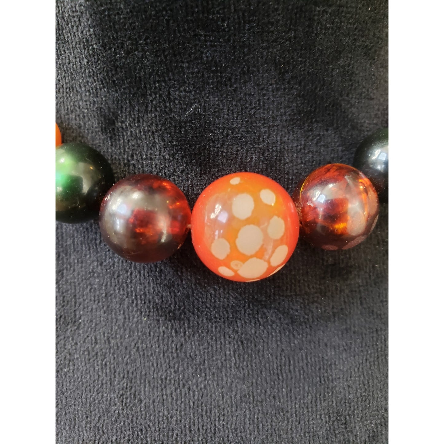 Women's Fashion Multi-Color Smooth Round Stone Collar Necklace with Hook & Eye