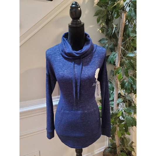 Boxercraft Pullover Hoodie Women XS Blue Long Sleeve Cowl Neck Pocket Lounge