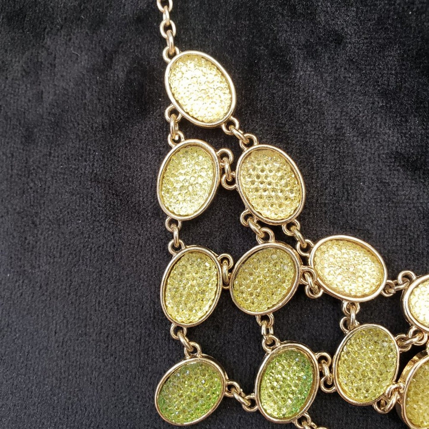 Womens Green Faceted Stones Bib Collar Necklace with Lobster Clasp