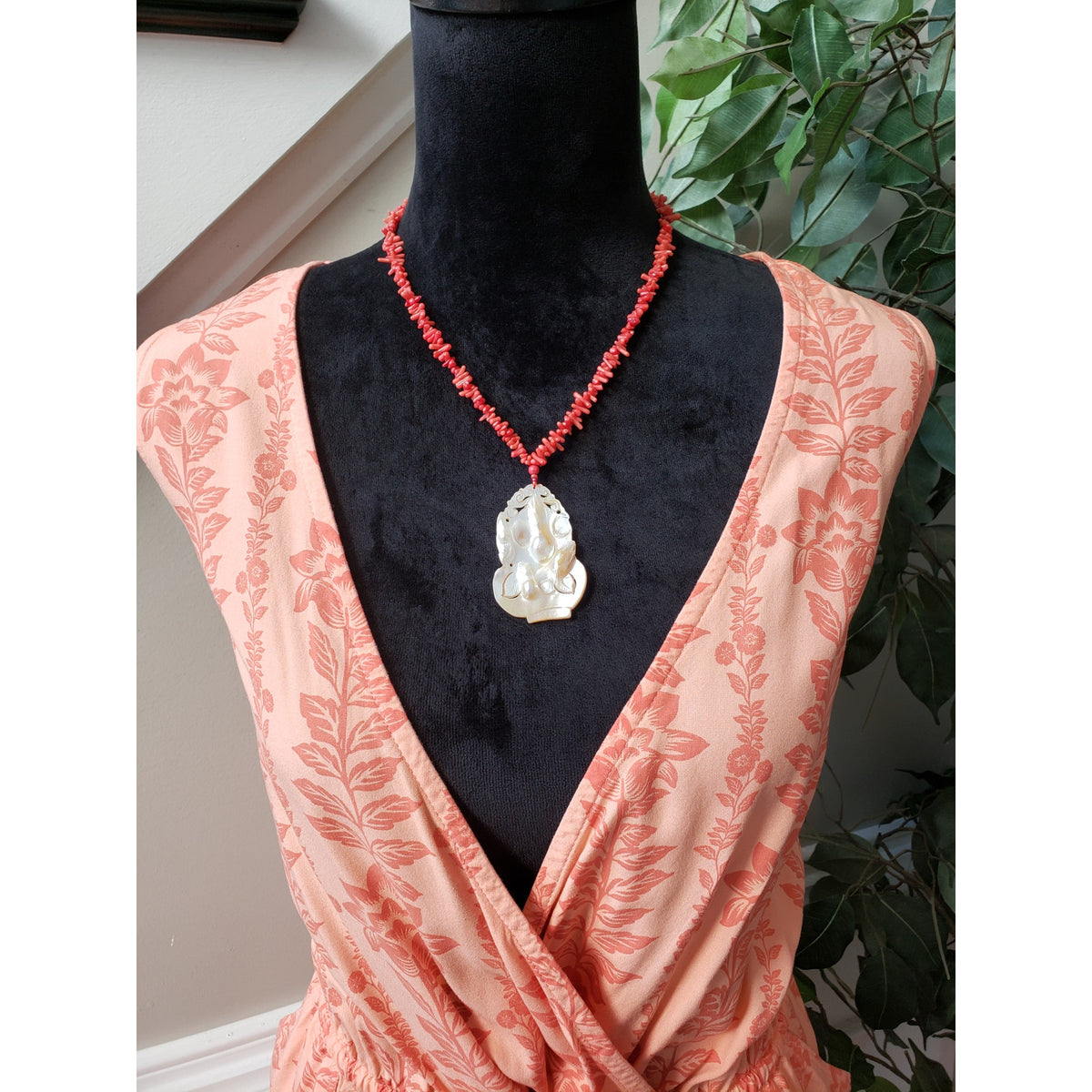 Time and Tru Knee Length Dress Women XL Orange Floral Surplice V Neck Drawstring