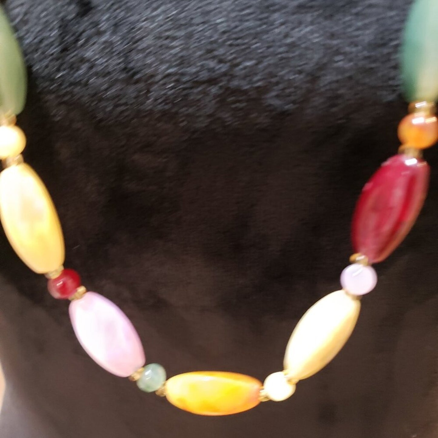 Womens Multicolor Mixed Agate Gemstone Necklace Jewelry with Lobster Clasp