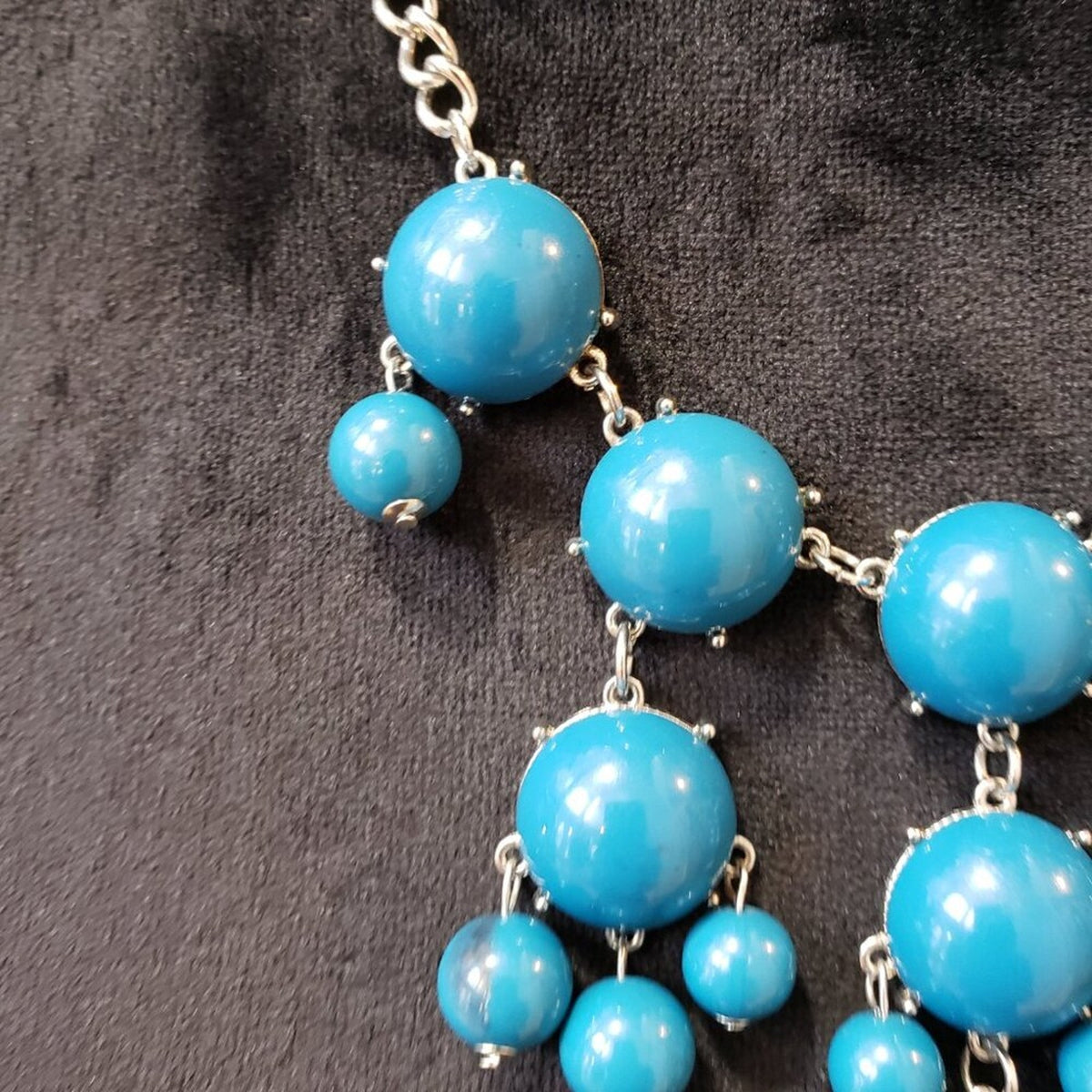 Womens Blue Double Round Stone Statement Necklace Jewelry with Lobster Clasp