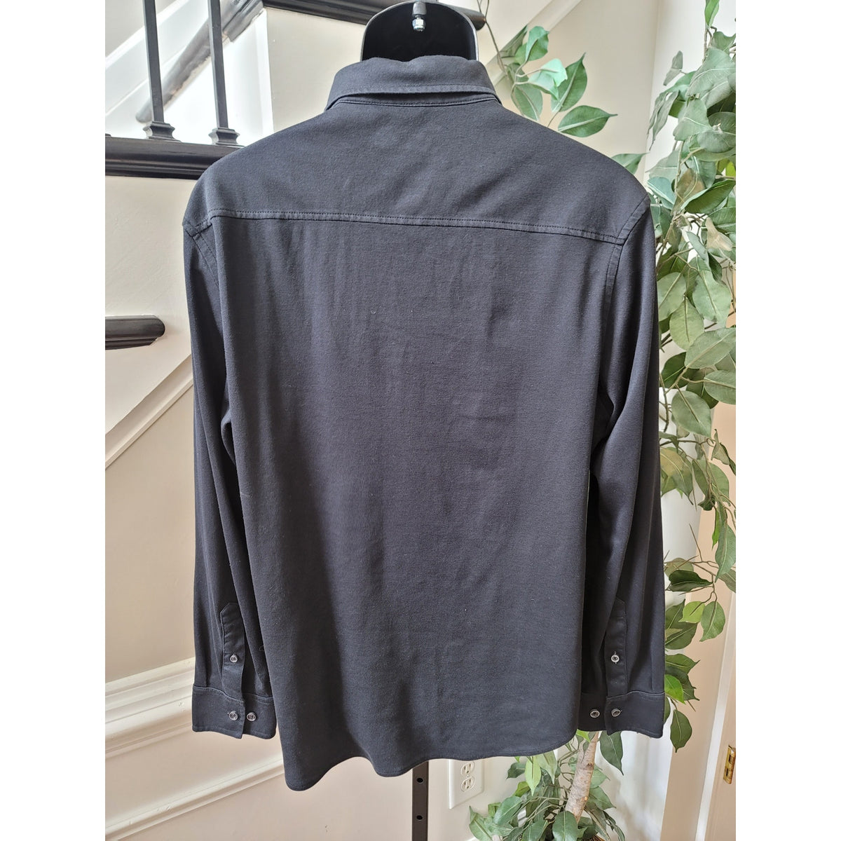 Tasso Elba Button-Down Shirt Men's Size X-Large Black Cotton Blend Collared