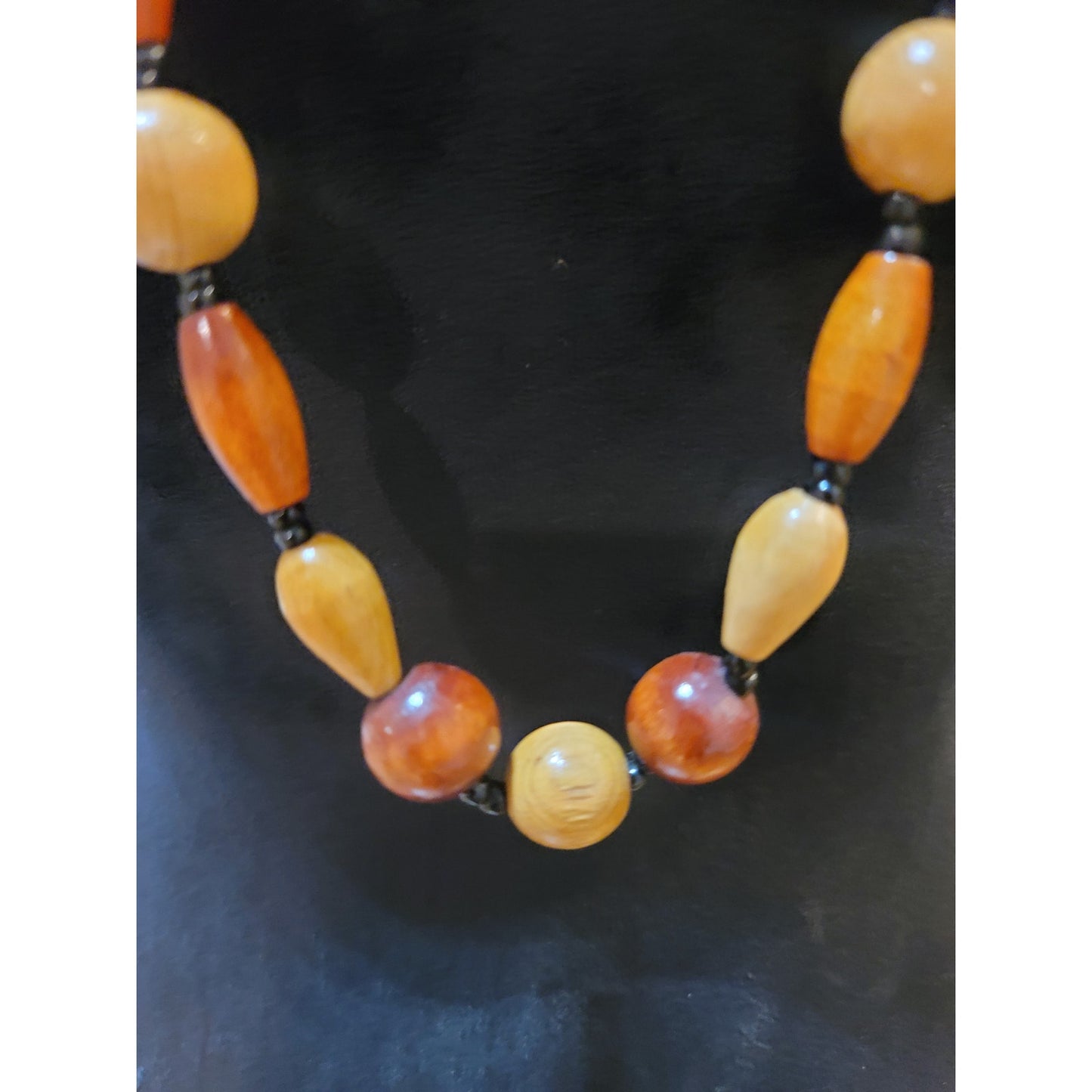 Women's Handmade Wood Beaded Necklace Natural Brown Round Long Jewelry Gift