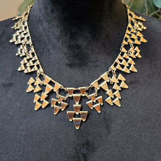 Womens Brown Gold Tone Triangle Shaped Linked Necklace with Lobster Clasp