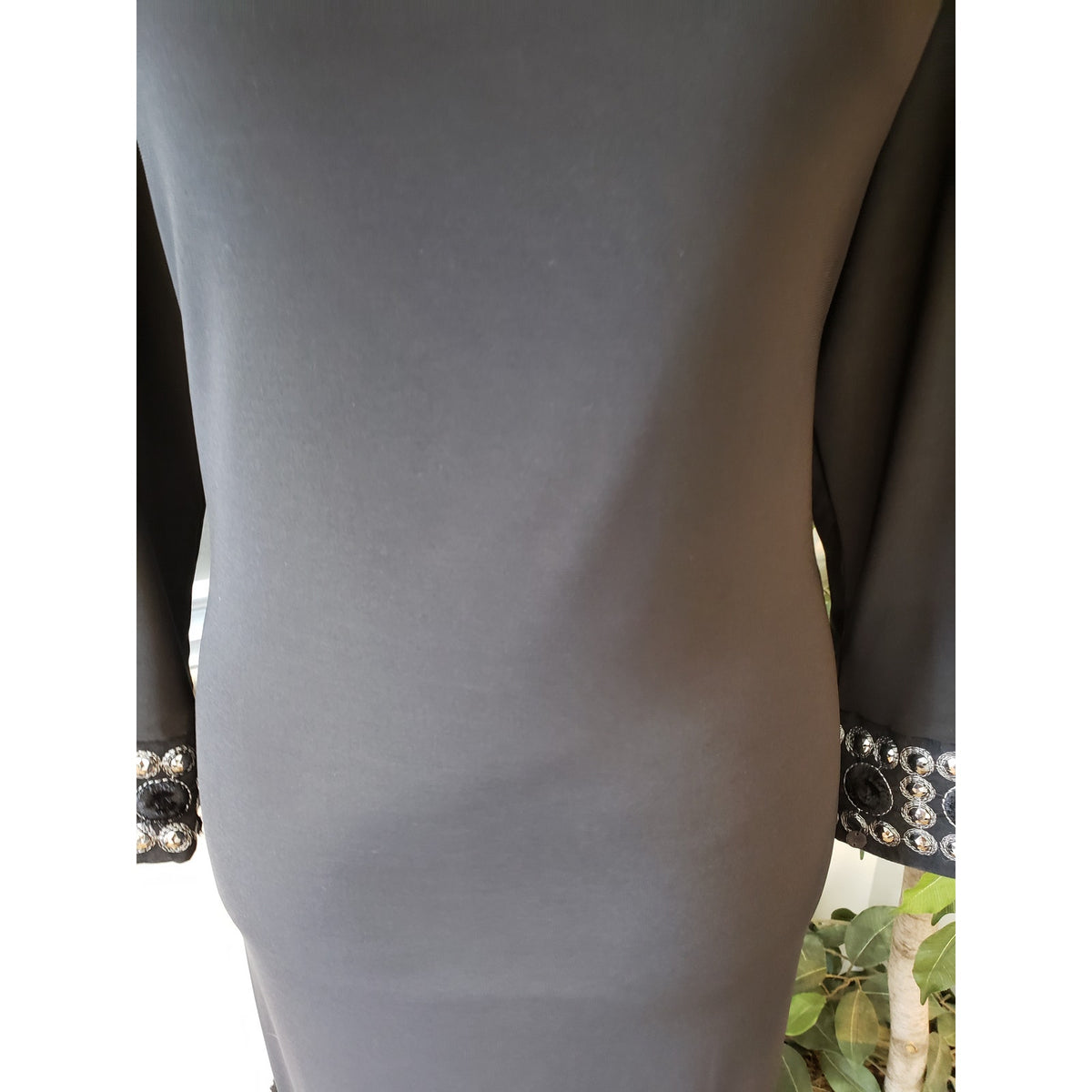 Tiana B. Fit & Flare Dress Women's Size XL Black Studded Round Neck Long Sleeve