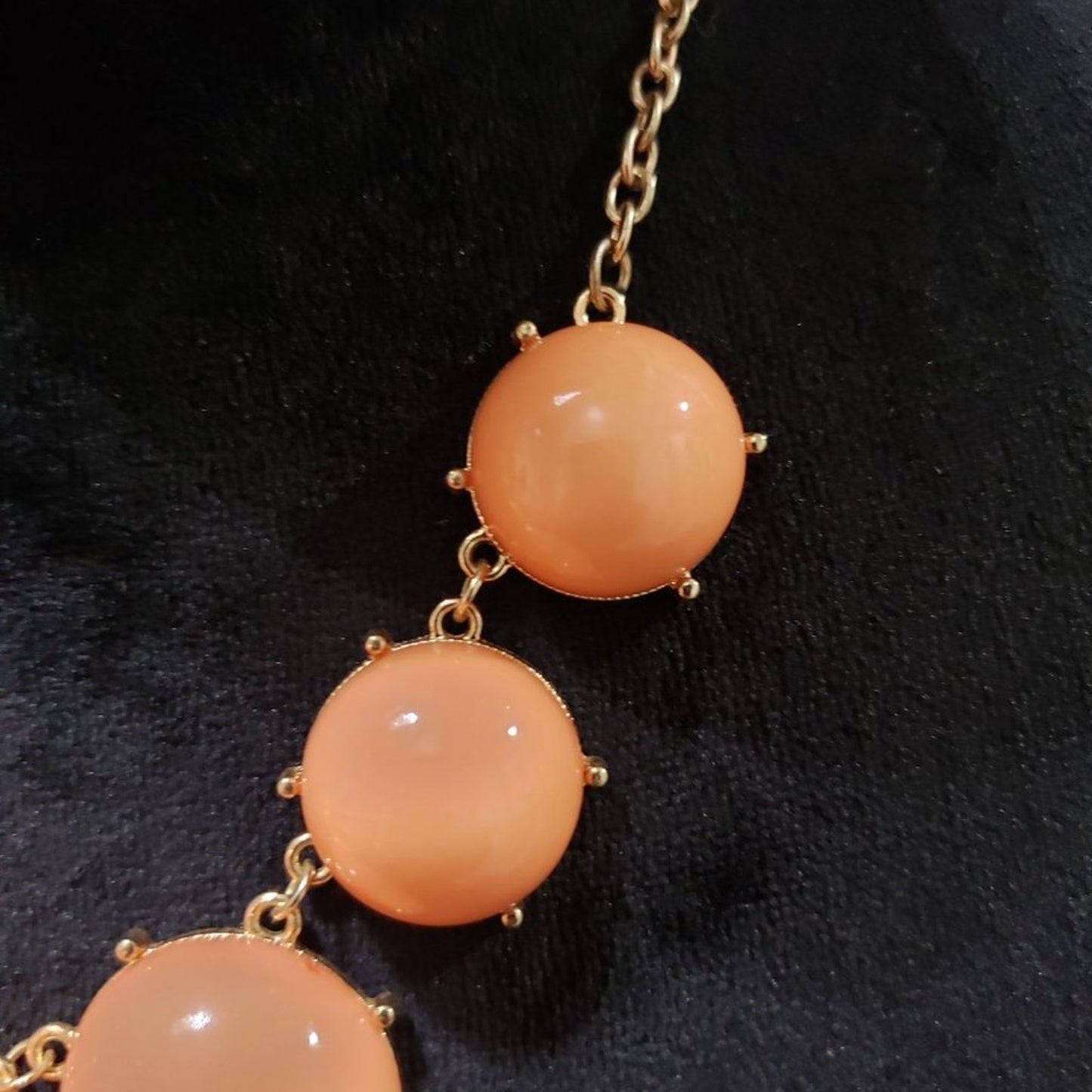 Womens Round Orange Chunky Beaded & Gold Tone Chain Necklace
