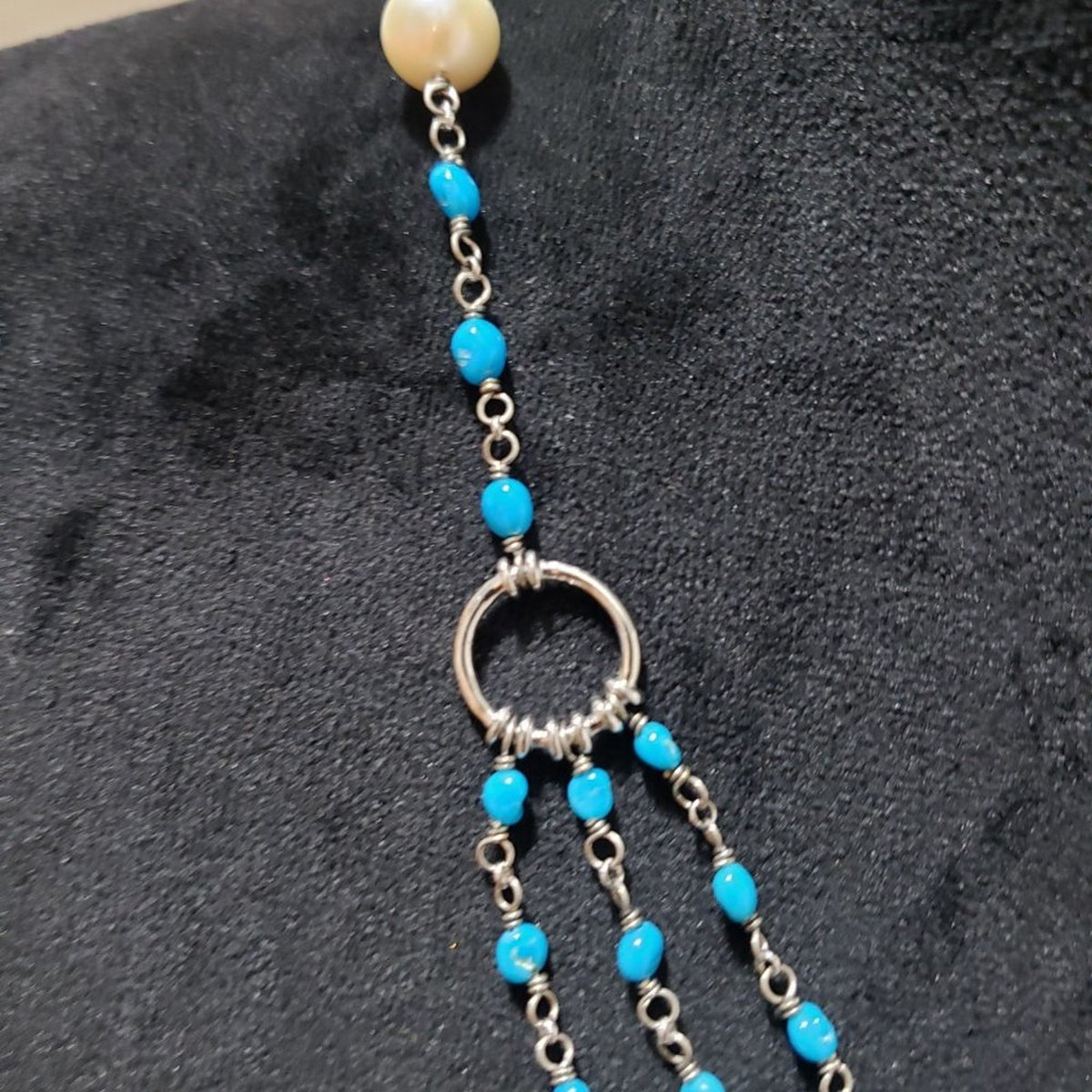 Silver Necklace Delicate Beaded Silver Necklace Pearl Silver Necklace