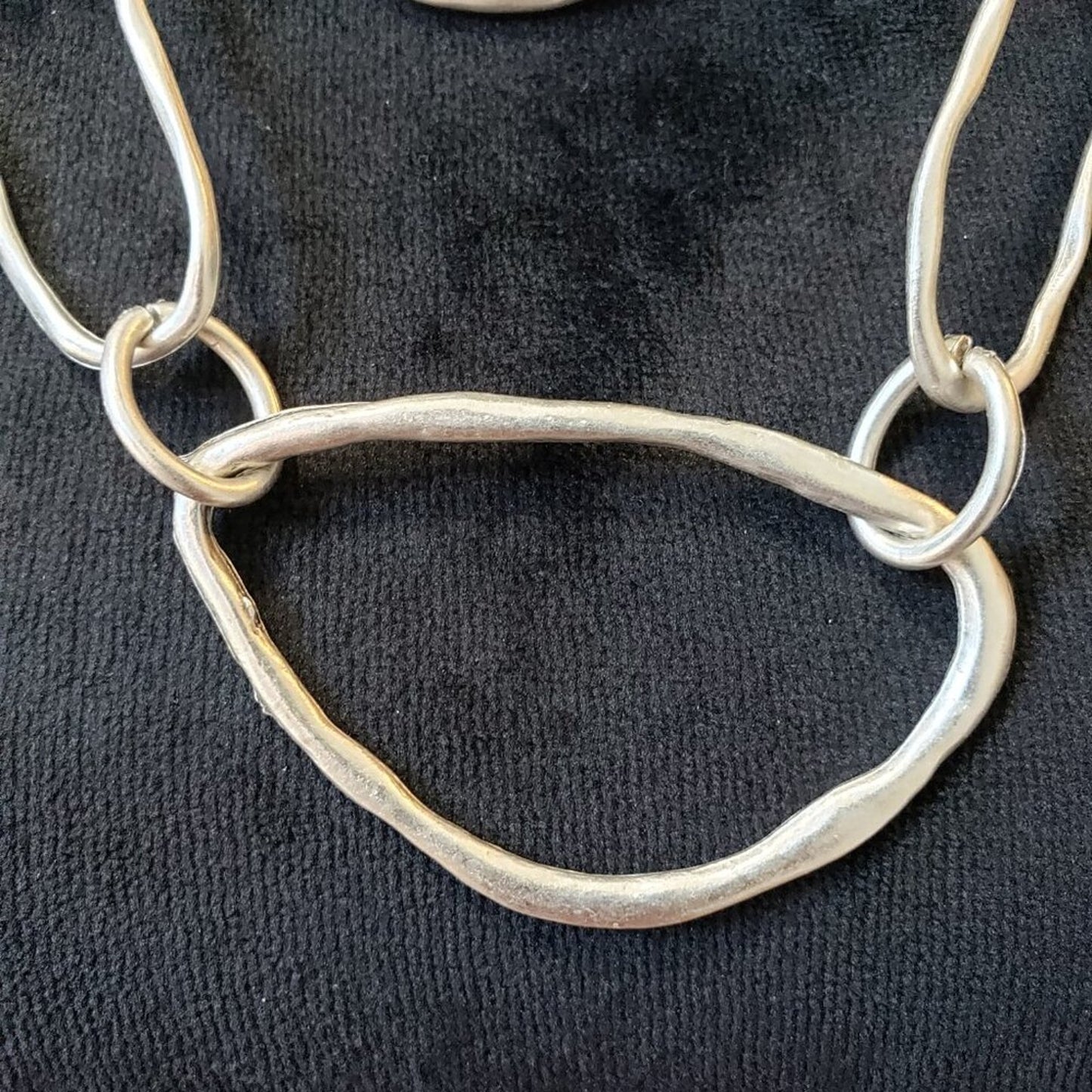 Womens Silver Tone Modernist BUBBLE UP Big Hammered Necklace with Lobster Clasp