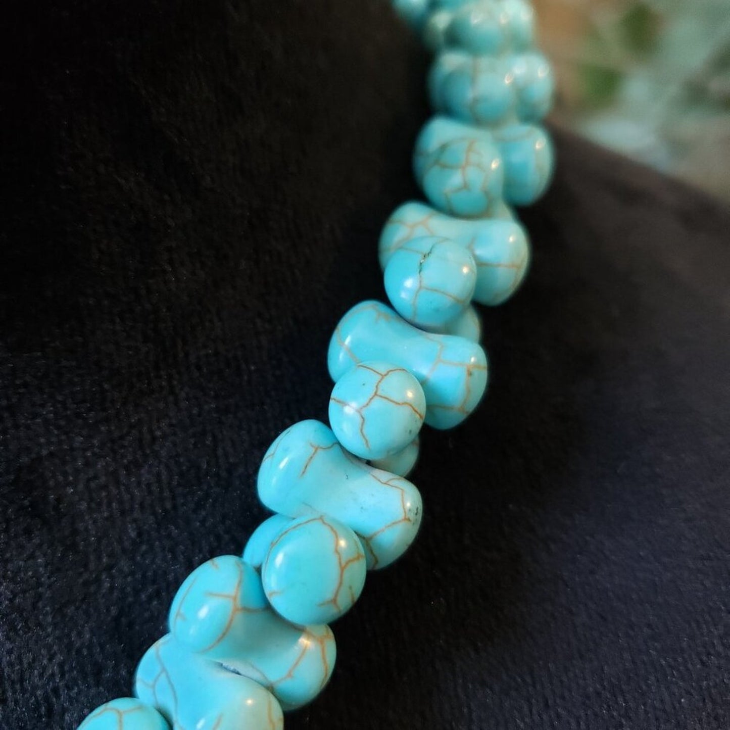 Womens Green Turquoise Sand Clock Shape Beaded Necklace Jewelry w/ Lobster Clasp