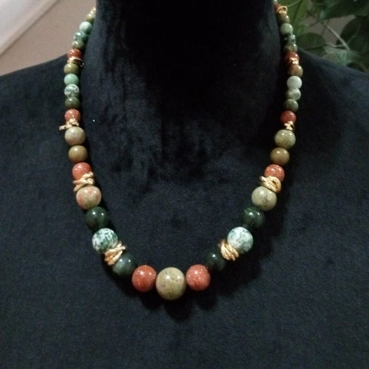 Womens Fashion Multicolor Chunky Pearl Beaded Collar Necklace with Lobster Clasp