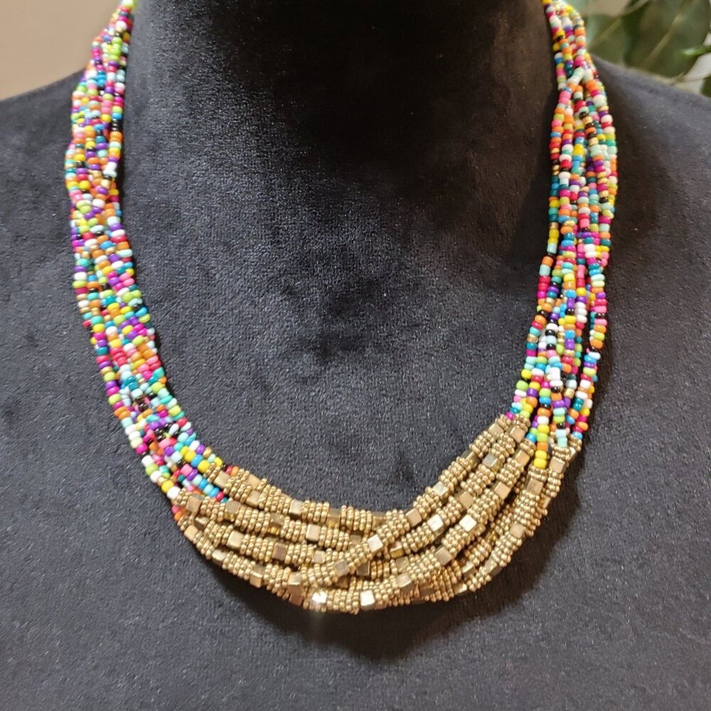 Women Fashion Multicolor Multiple Layer Beaded Necklace Jewelry w/ Lobster Clasp