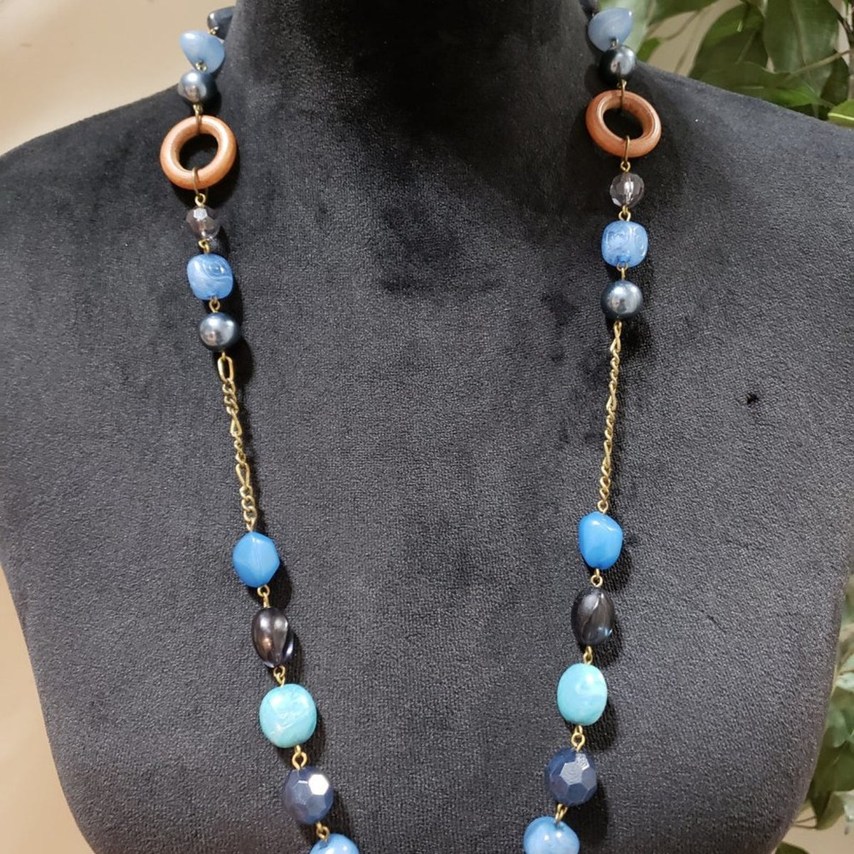 Womens Fashion Multicolor Rhinestones Charm Beaded Long Necklace with Lobster