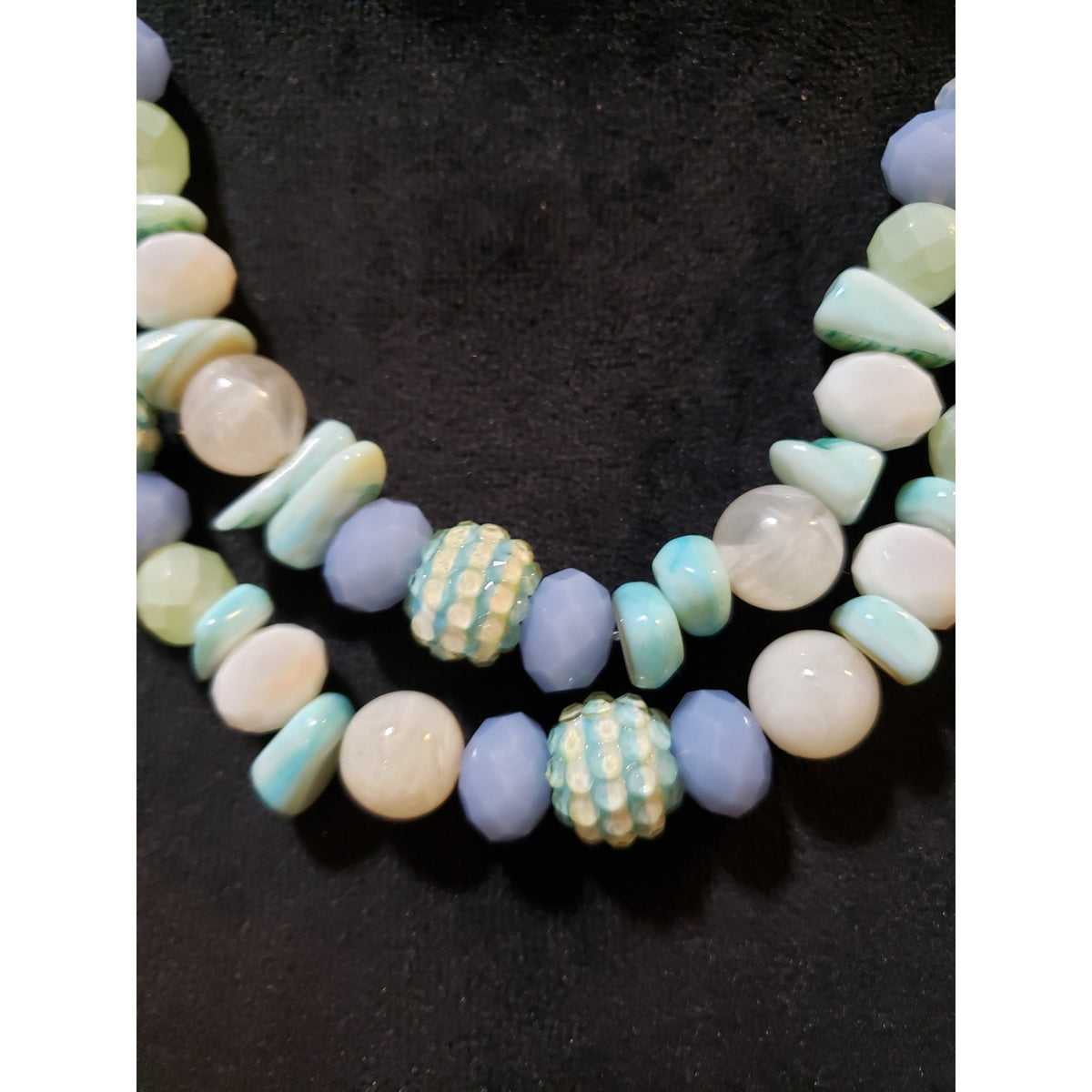 Womens Chunky 2 Strand Multi Mix Beads Statement Necklace Jewelry with Earrings