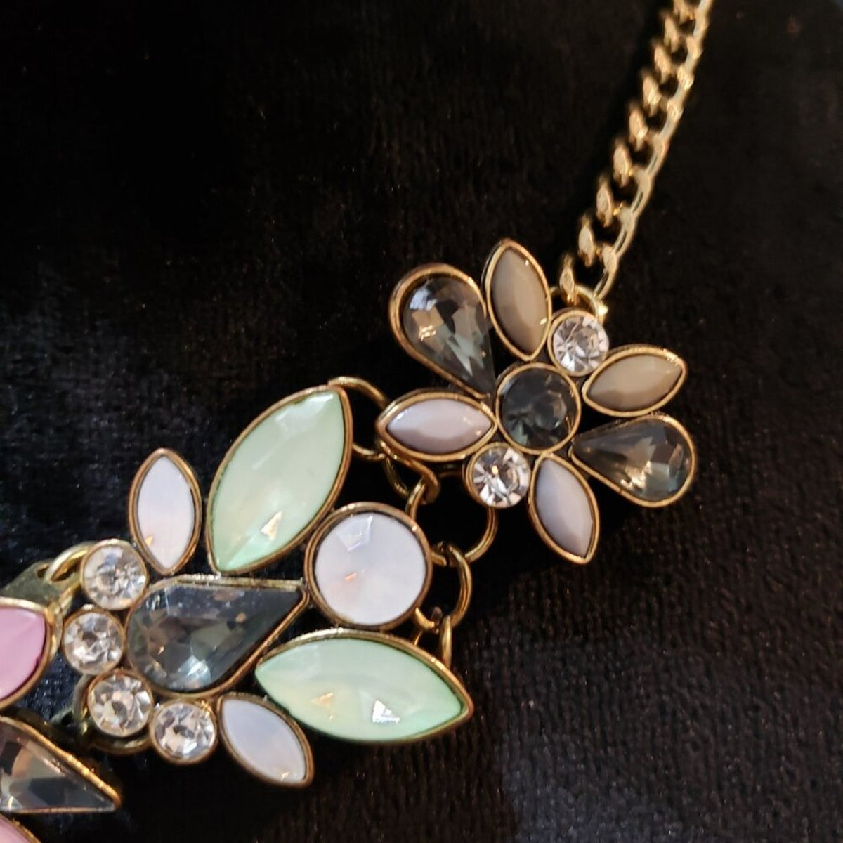 Trendy Womens Crystal Flower Necklace Bib Choker Chunky Statement Chain Jewelry