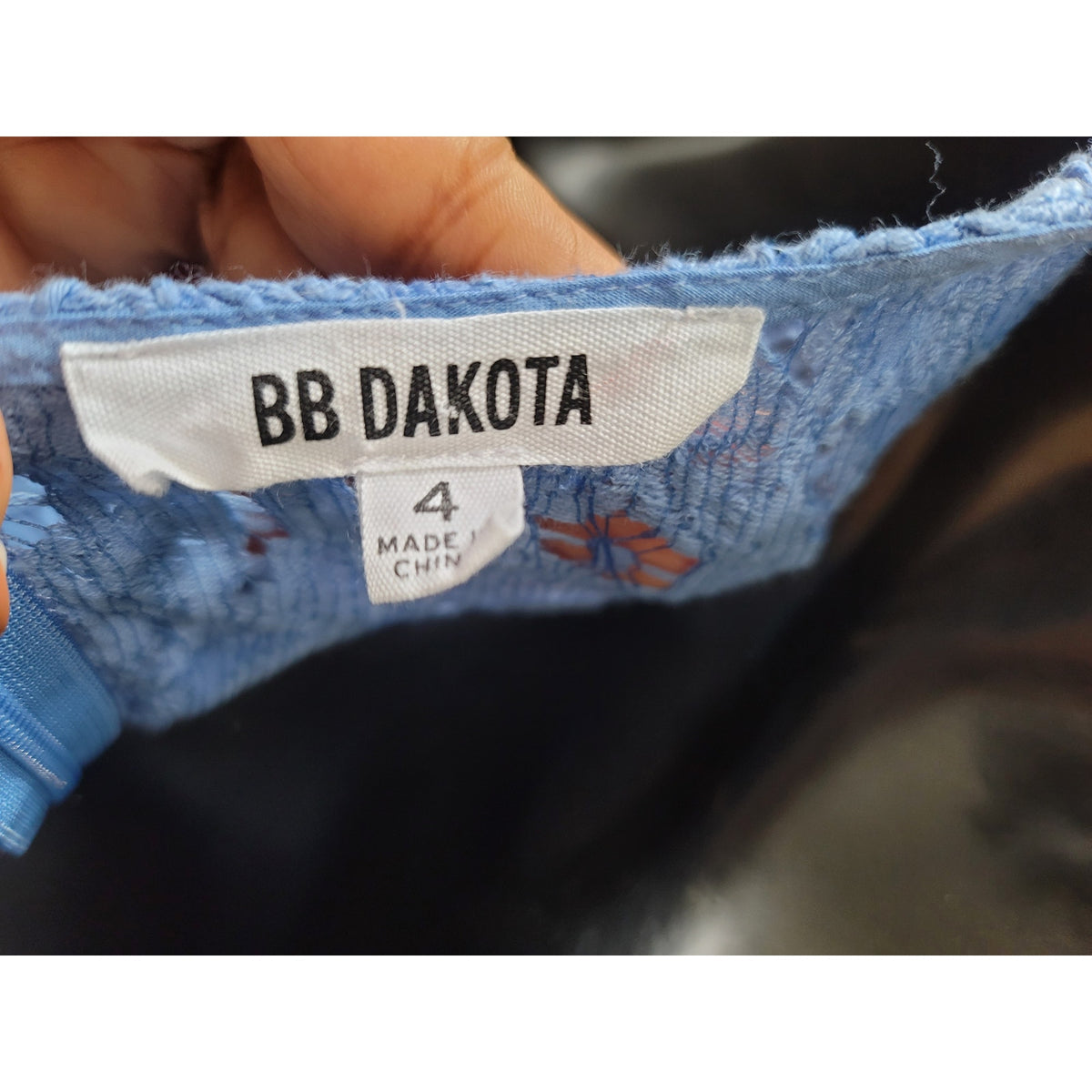 BB Dakota Dress Women Size 4 Blue Lace Sleeveless Fit and Flare Party Cocktail