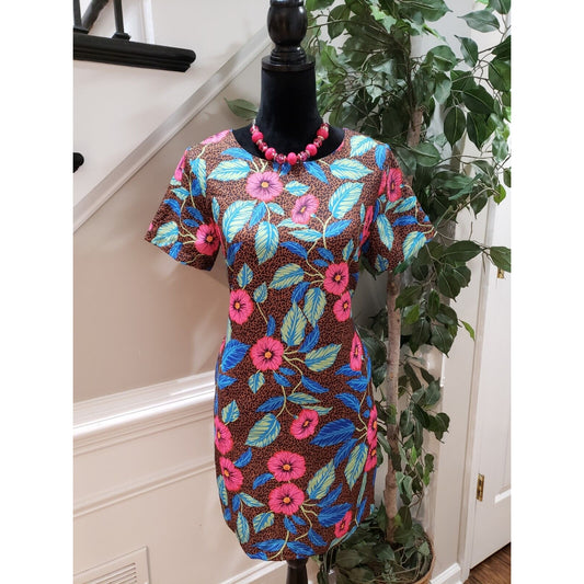 Lili Sidonio By Molly Bracken Floral Knee Length Crew Neck Dress Size Small