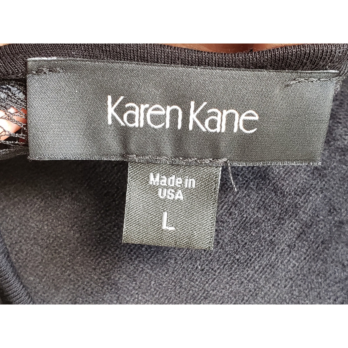 Karen Kane Sheath Dress Womens L Burgundy Black Lace Sleeve Round Neck Pullover
