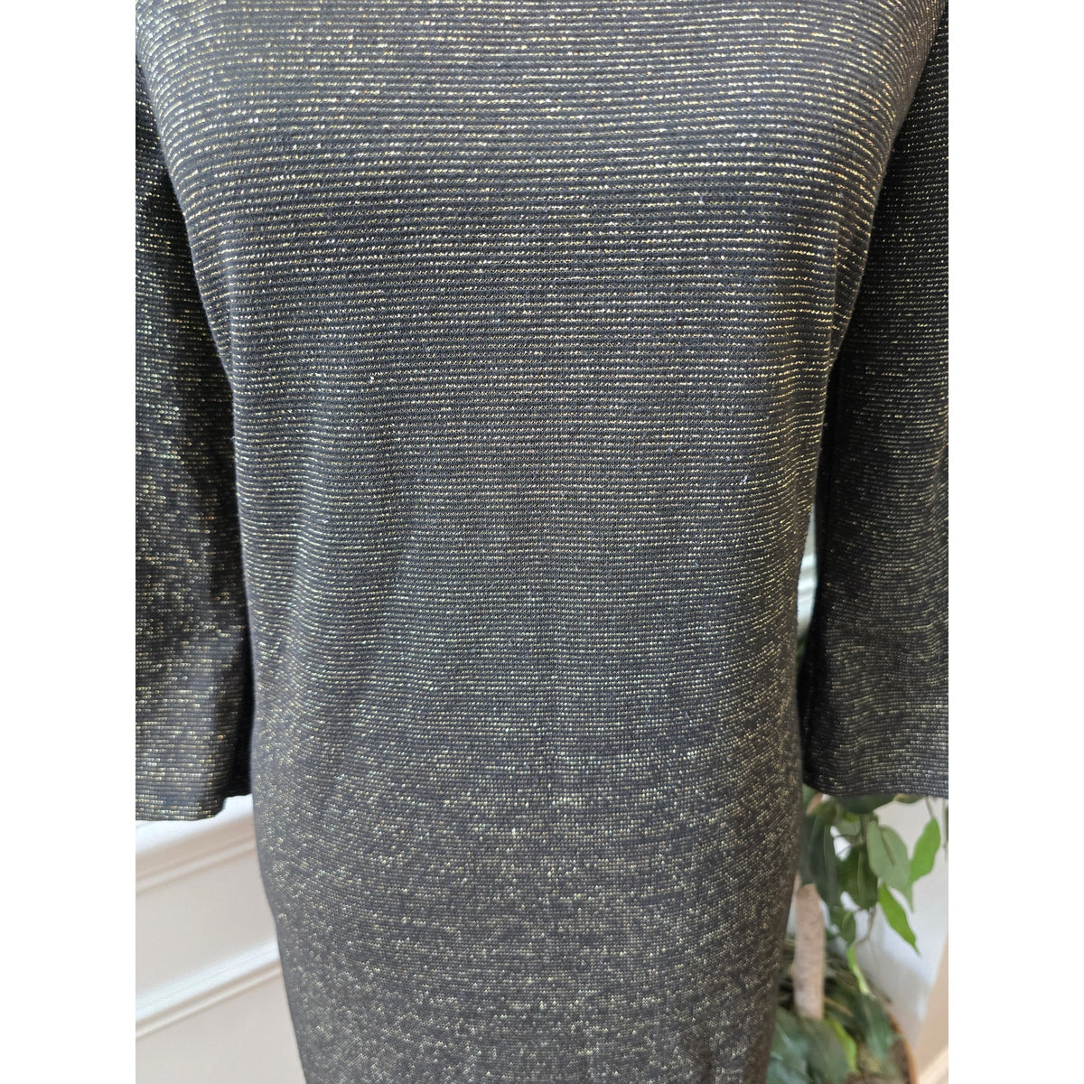 Tacera Shift Dress PXL Olive Green Stretch Scoop 3/4 Sleeve Casual Curved Hem