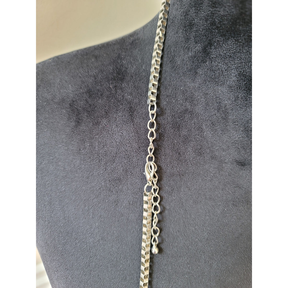 Women's Silver Industrial Chain Necklace With Clear Rectangular Crystal Accents