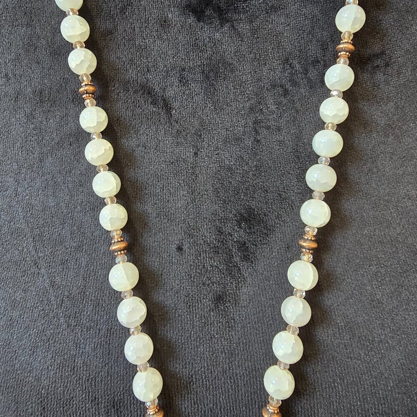 Womens White Faux Pearl Beaded Tassel Bohemian Necklace Jewelry w/ Lobster Clasp