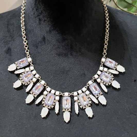 Womens Fashion Gold Tone Clear Crystal Rhinestone Necklace with Lobster Clasp