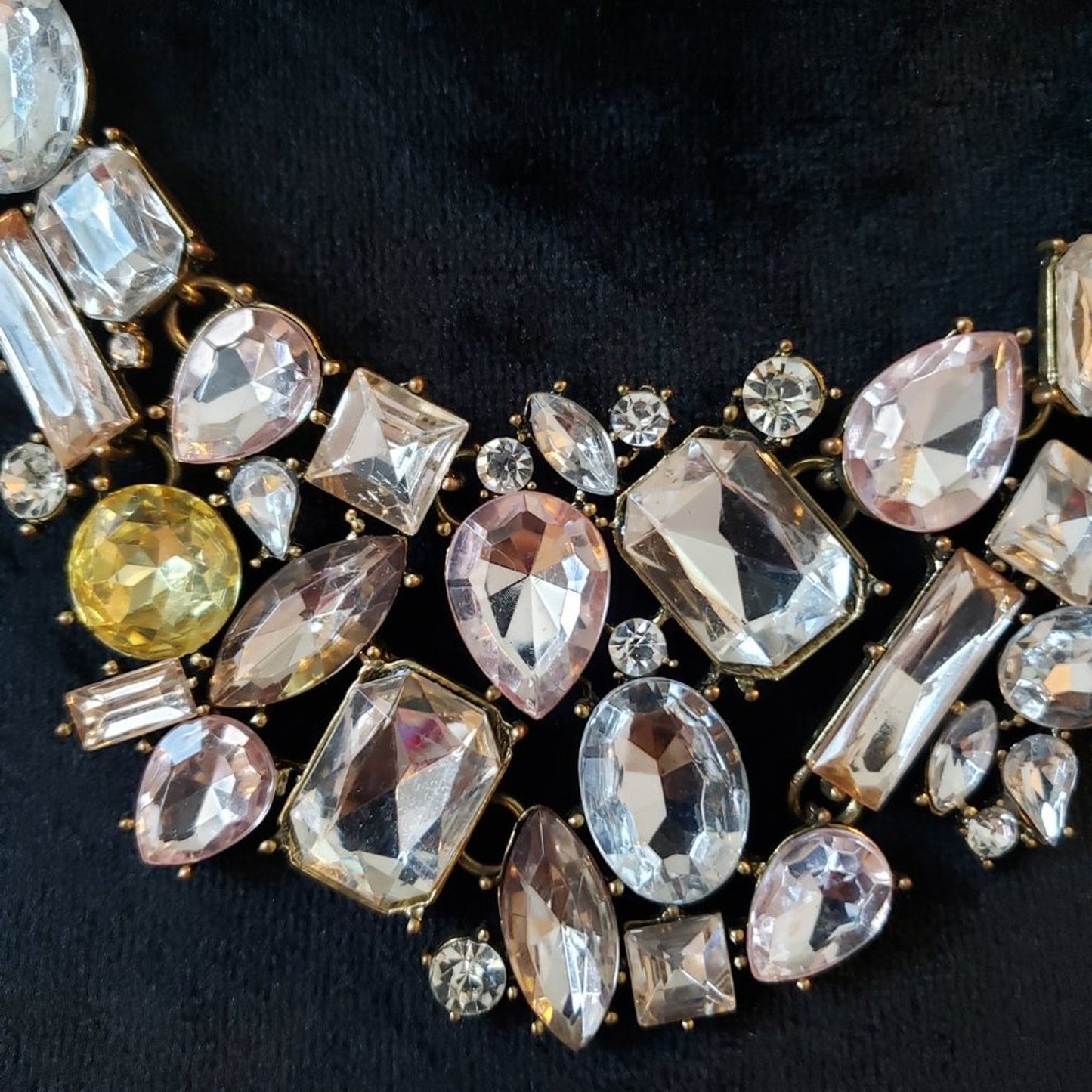 Sugarfix Women Multi Shaped Crystal Statement Collar Necklace with Lobster Clasp