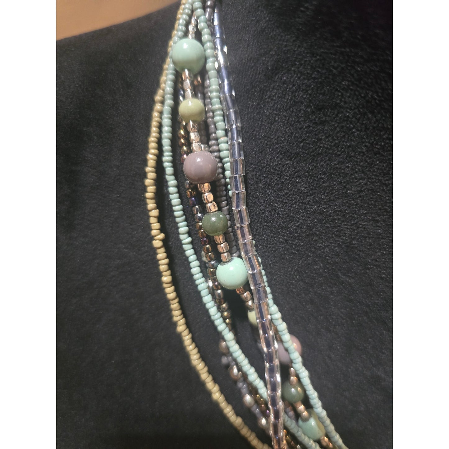 Women's Multi Layer Multicolor Beaded Necklace With Lobster Claw Clasp