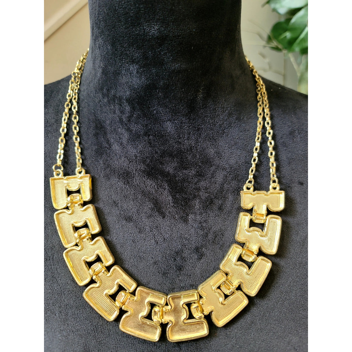 Turquoise Yellow Cream Multi Strand Geometric Beaded Statement Necklace