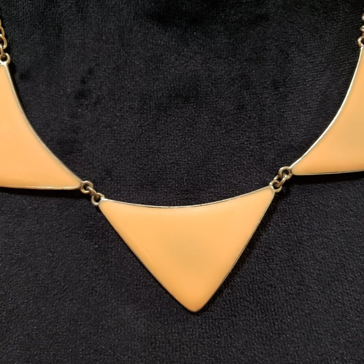 Womens Fashion Gold Tone Yellow Enamel Triangle Statement Necklace with Lobster