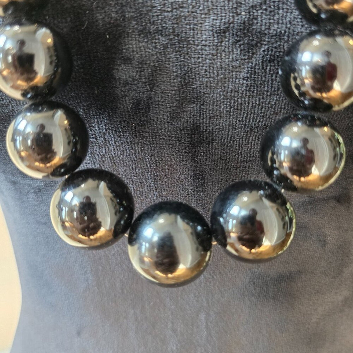 Womens Fashion Black Faux Pearl Beaded Chunky Necklace Jewelry