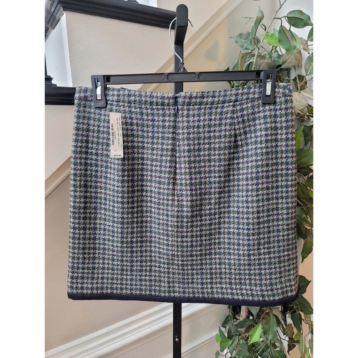 J.Crew Mini Skirt Women's Size 12 Multicolor Houndstooth Sides Slit Back Zipper