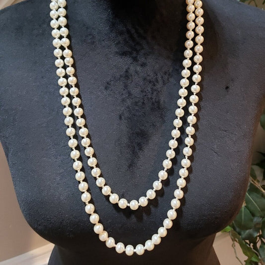 Womens Fashion Ivory Baroque Flapper Pearl Long Statement Necklace Jewelry