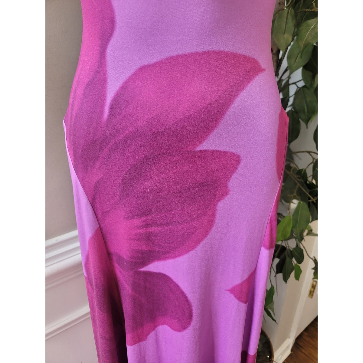 ASOS Maxi Dress Women's 4-6 Purple Floral Square Asymmetrical Hem Casual Party