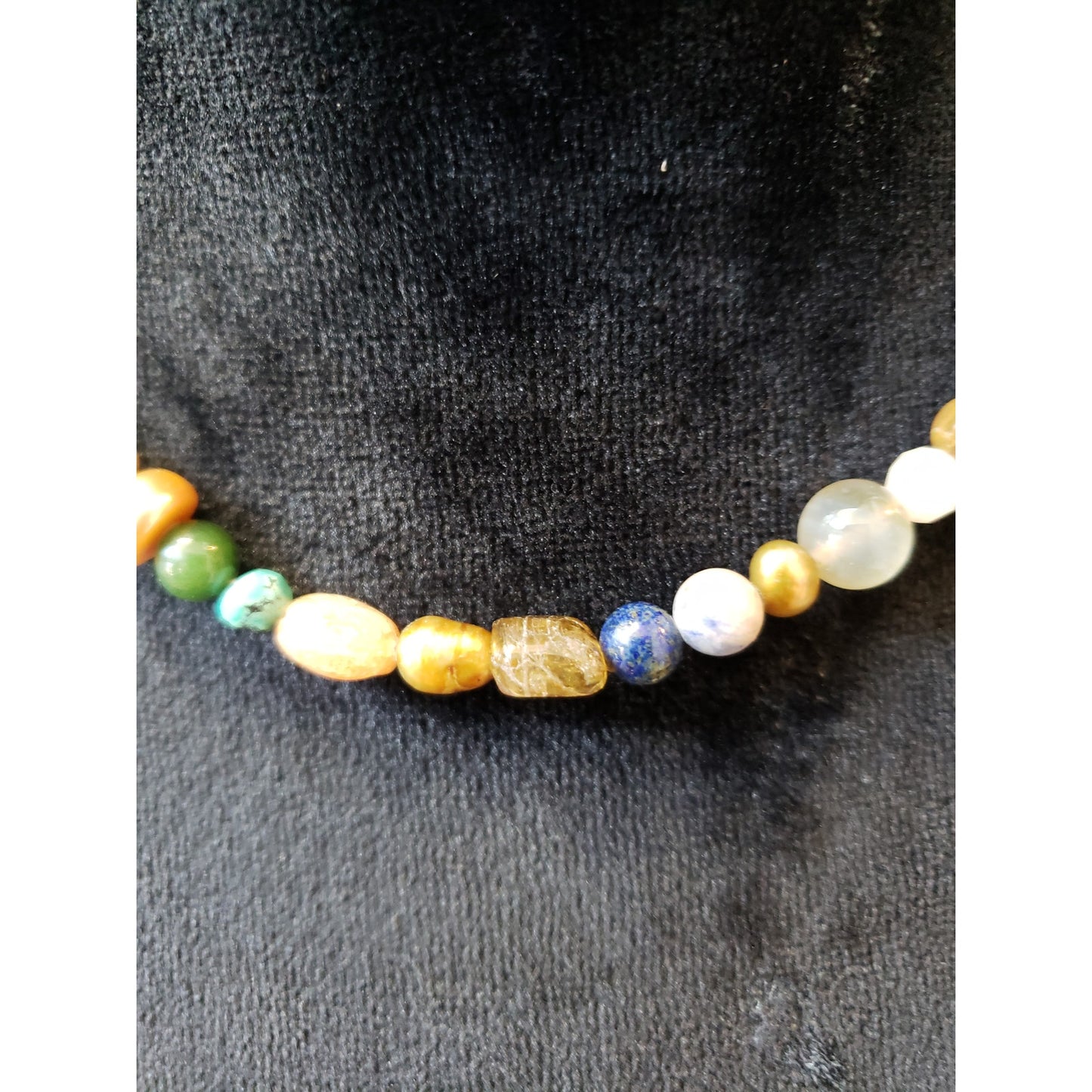 Women's Multicolor Gemstone Bead Necklace Semi Precious Stones Boho Style