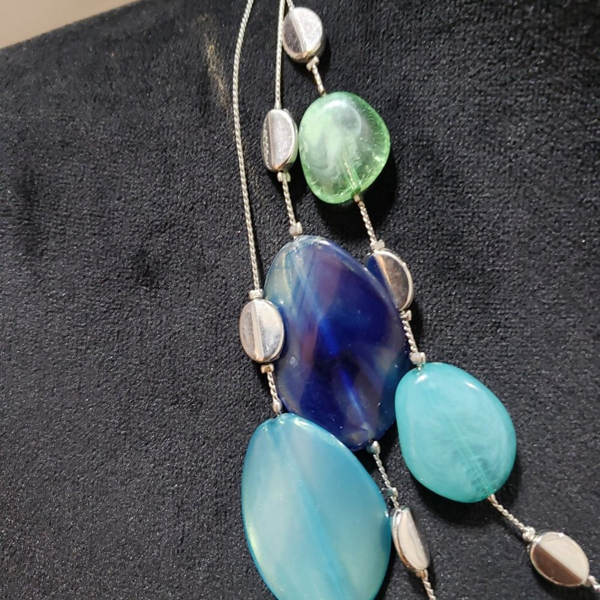 NY Womens Fashion Multicolor Agate Bead 3 Layer Collar Necklace w/ Lobster Clasp
