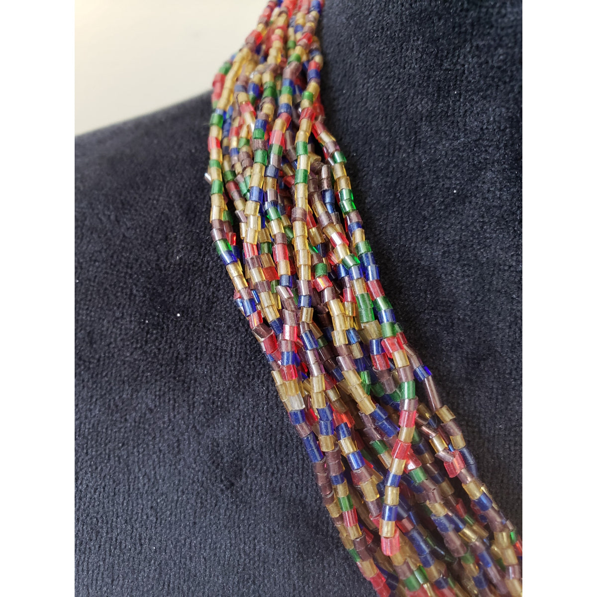 Womens Layered Colorful Tube Glass Beads Charming Statement Necklace Jewelry
