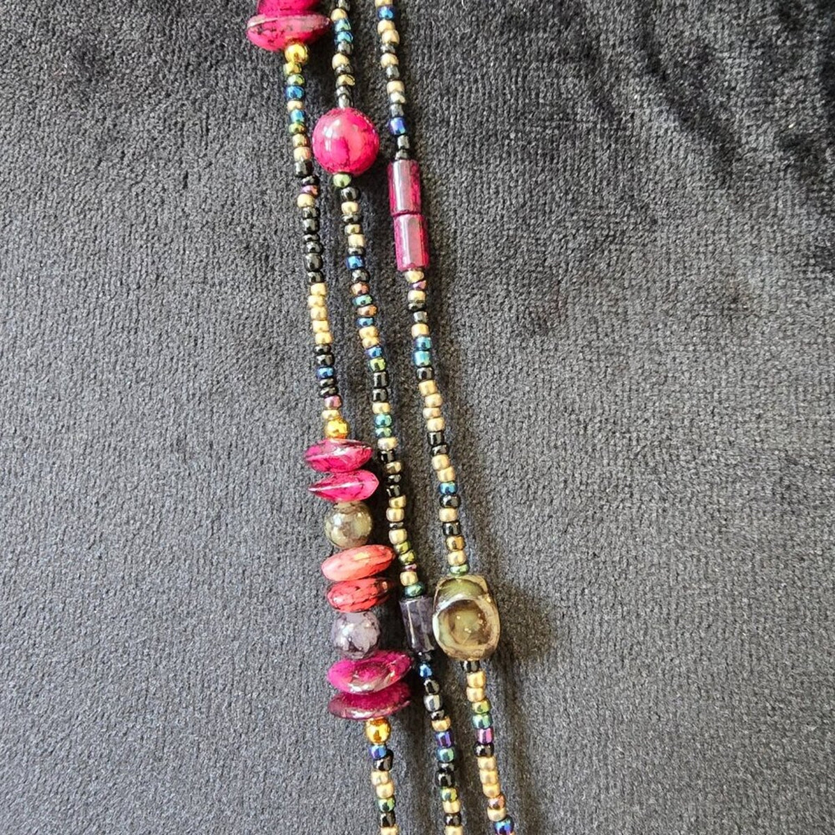 Womens Multicolor Multiple Beaded 3 Layered Necklace Jewelry with Lobster Clasp