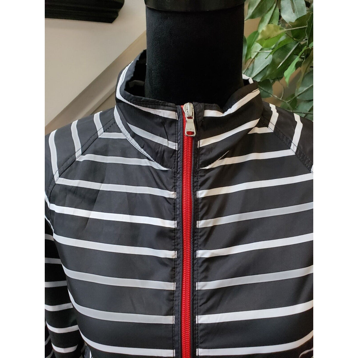 Lauren Ralph Lauren Womens Black Striped Windbreaker Active Anorak Jacket Small
