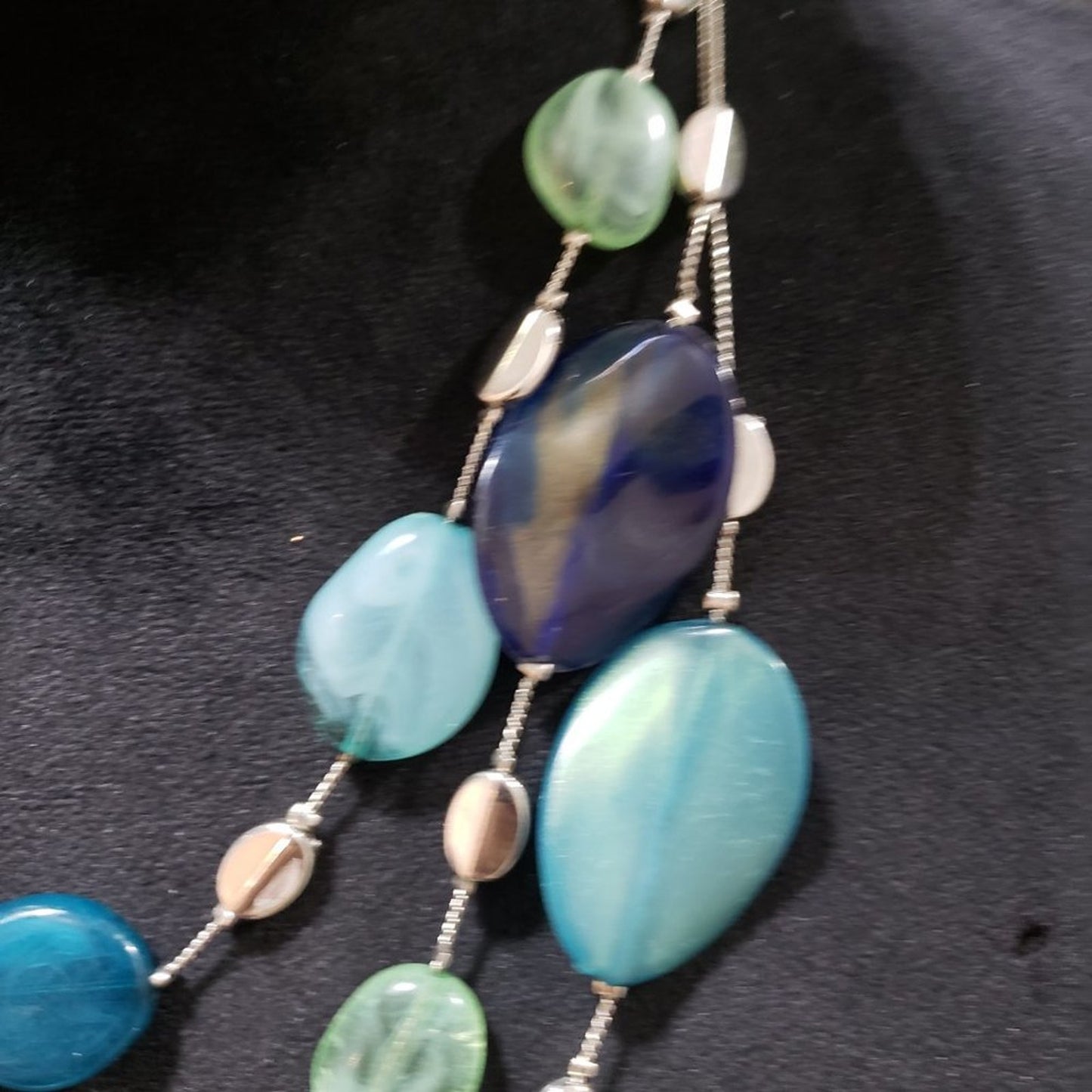 NY Womens Fashion Multicolor Agate Bead 3 Layer Collar Necklace w/ Lobster Clasp