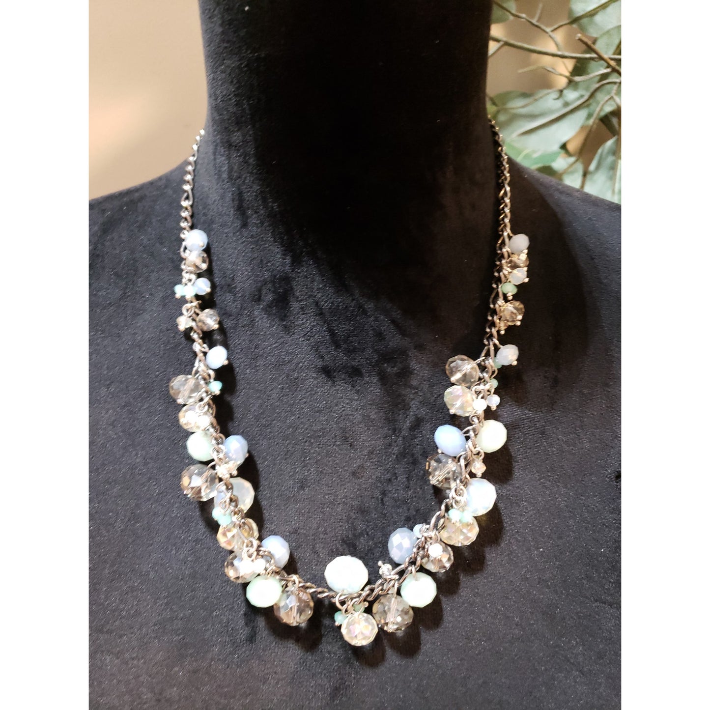 Womens Fashion Multi Acrylic Crystals Faceted Beaded Cluster Necklace Jewelry