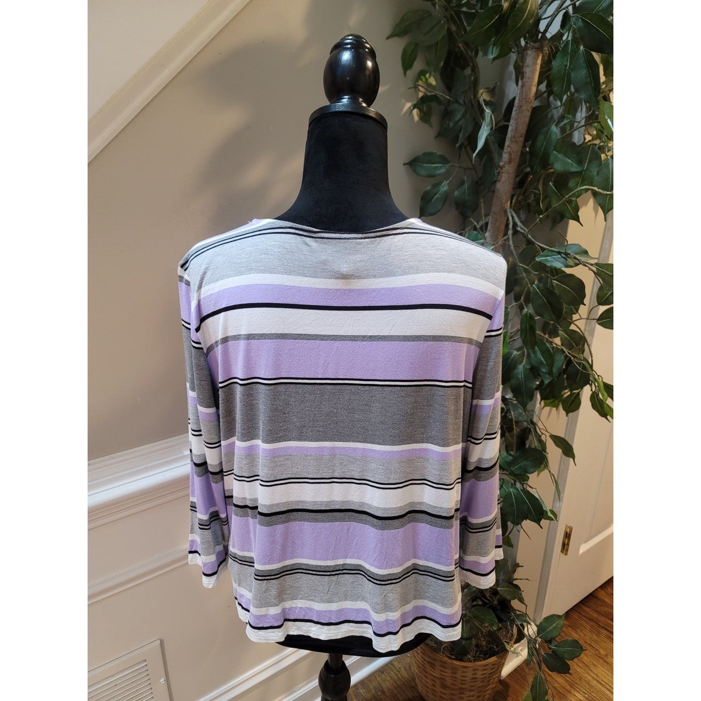 Alfred Dunner Top Women’s Size PL Multicolor Long Sleeves Stripped Blouse