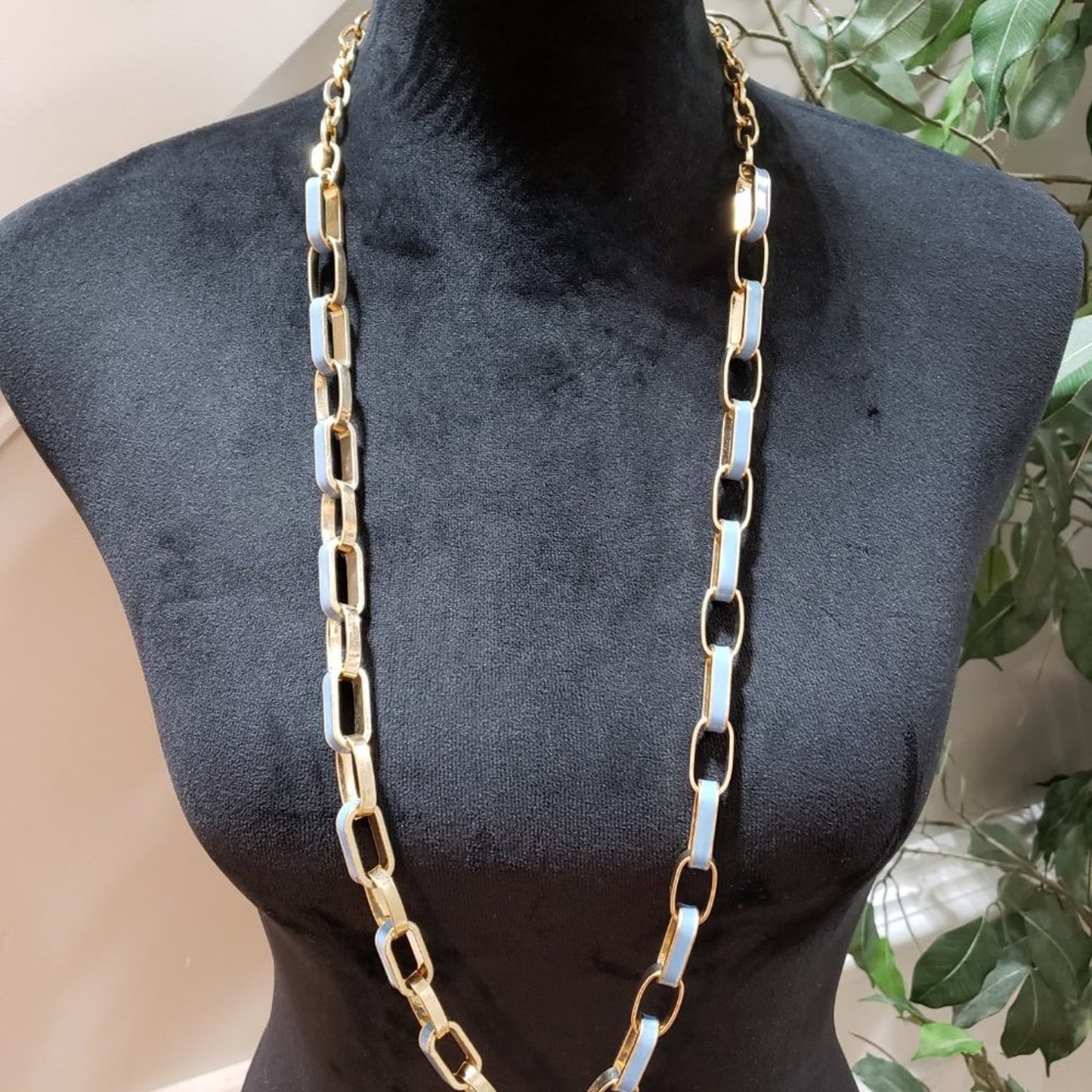 NY Womens Fashion Gold Round Link Long Collar Necklace with Lobster Clasp